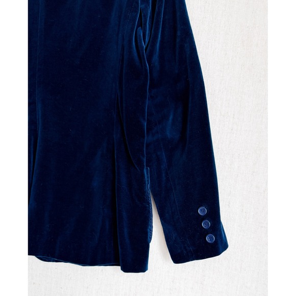 Personal Vintage Navy Blue Velvet Blazer Jacket Womens Two Button Professional - Picture 5 of 5